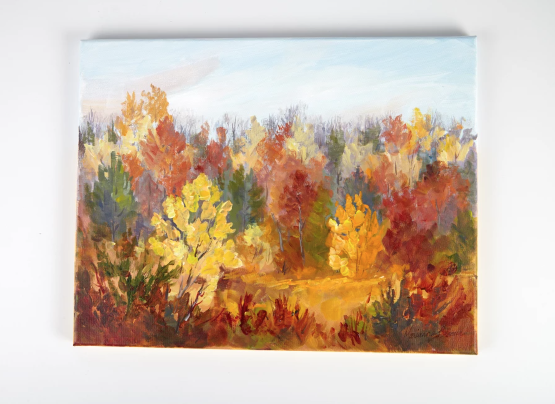 painted autumn trees on canvas