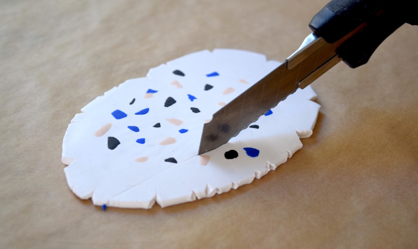 cutting terrazzo earring shape