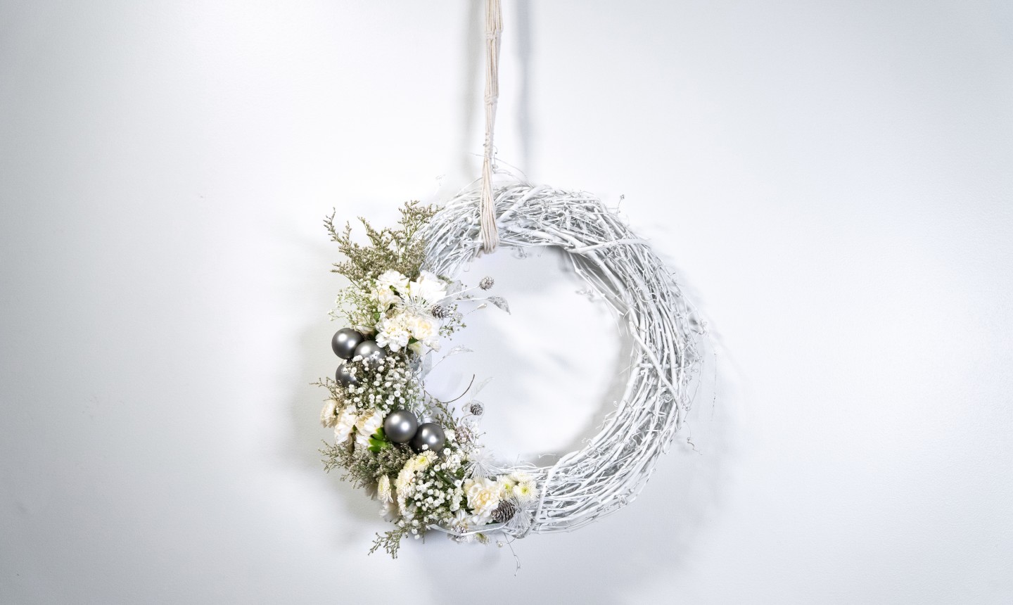 white rustic holiday wreath