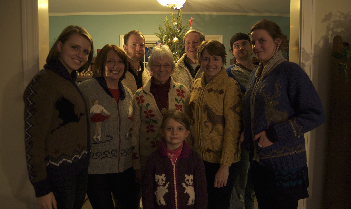 family wearing sweaters