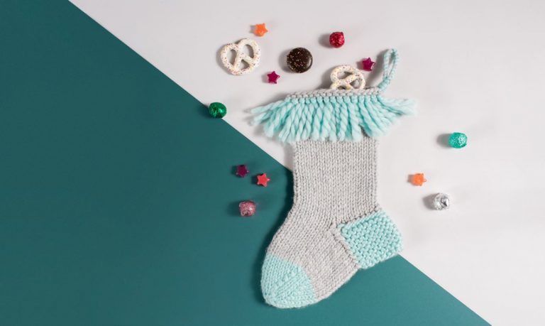 knit fringe christmas stocking