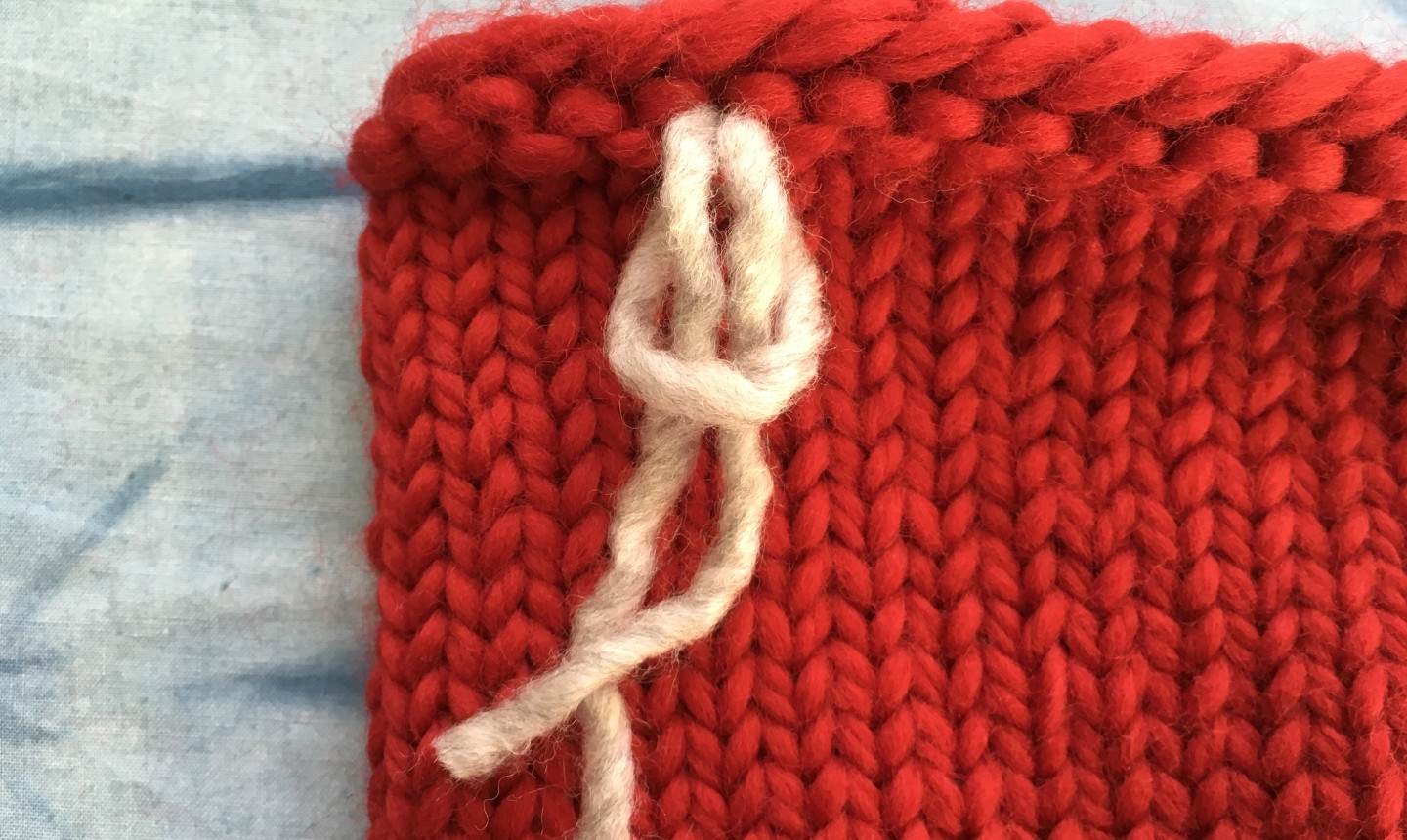 adding fringe on knit stocking