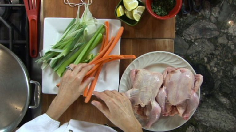 Preparing two small chickens to cook