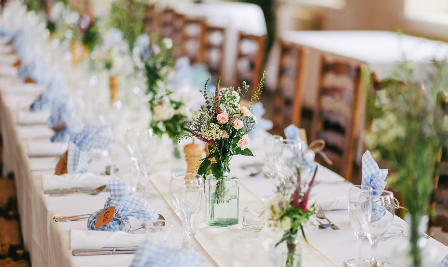 wedding tablescape with flowers