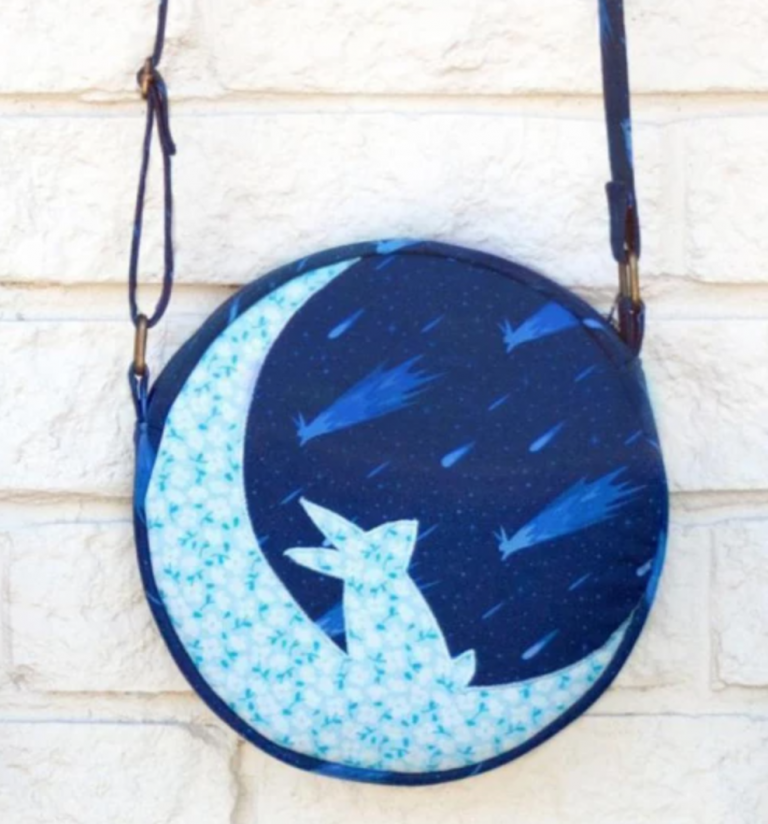 blue round moon bunny bag