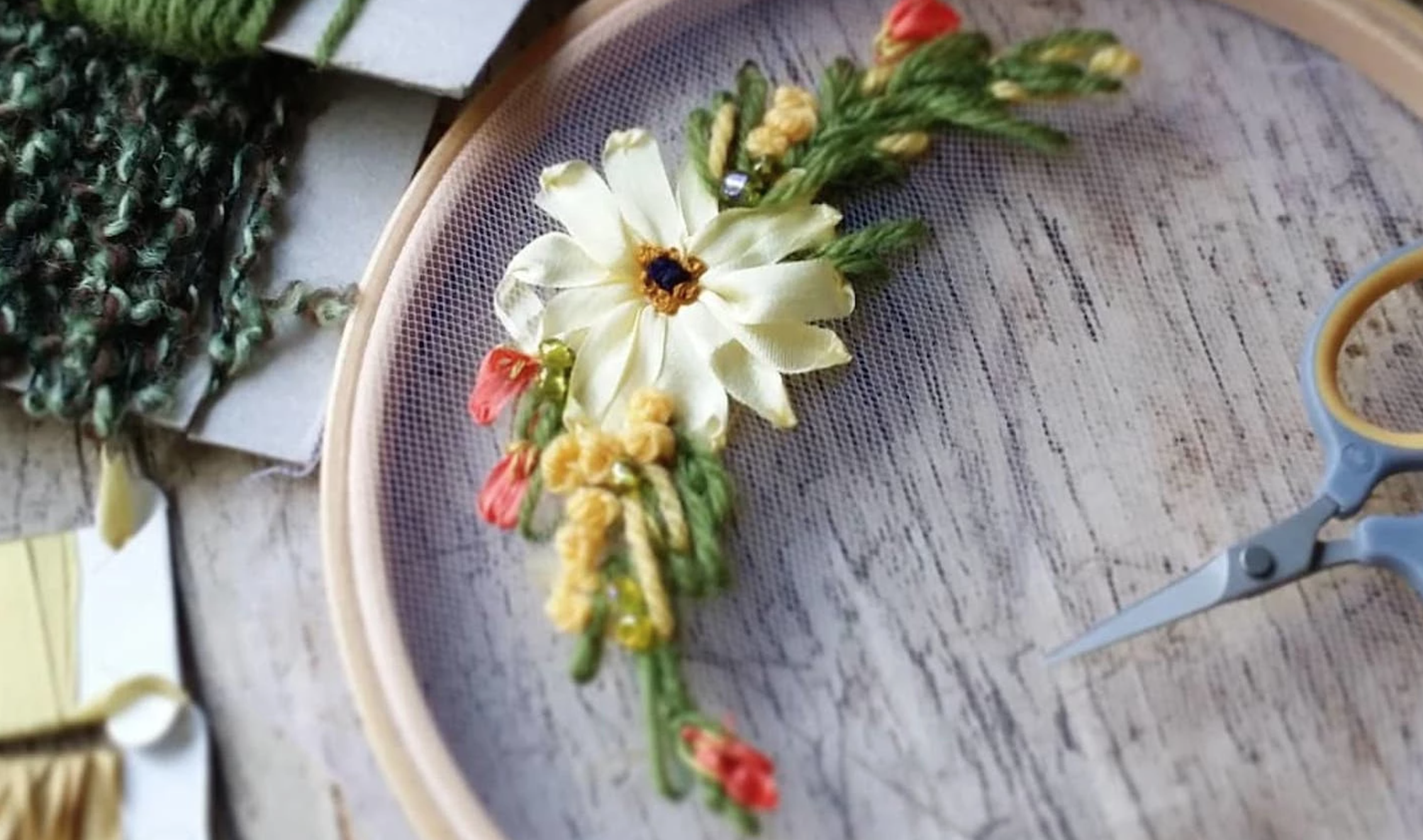 sheer embroidered flowers