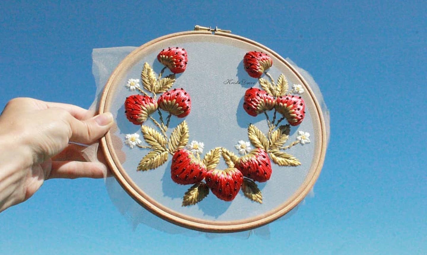 strawberry sheer embroidery