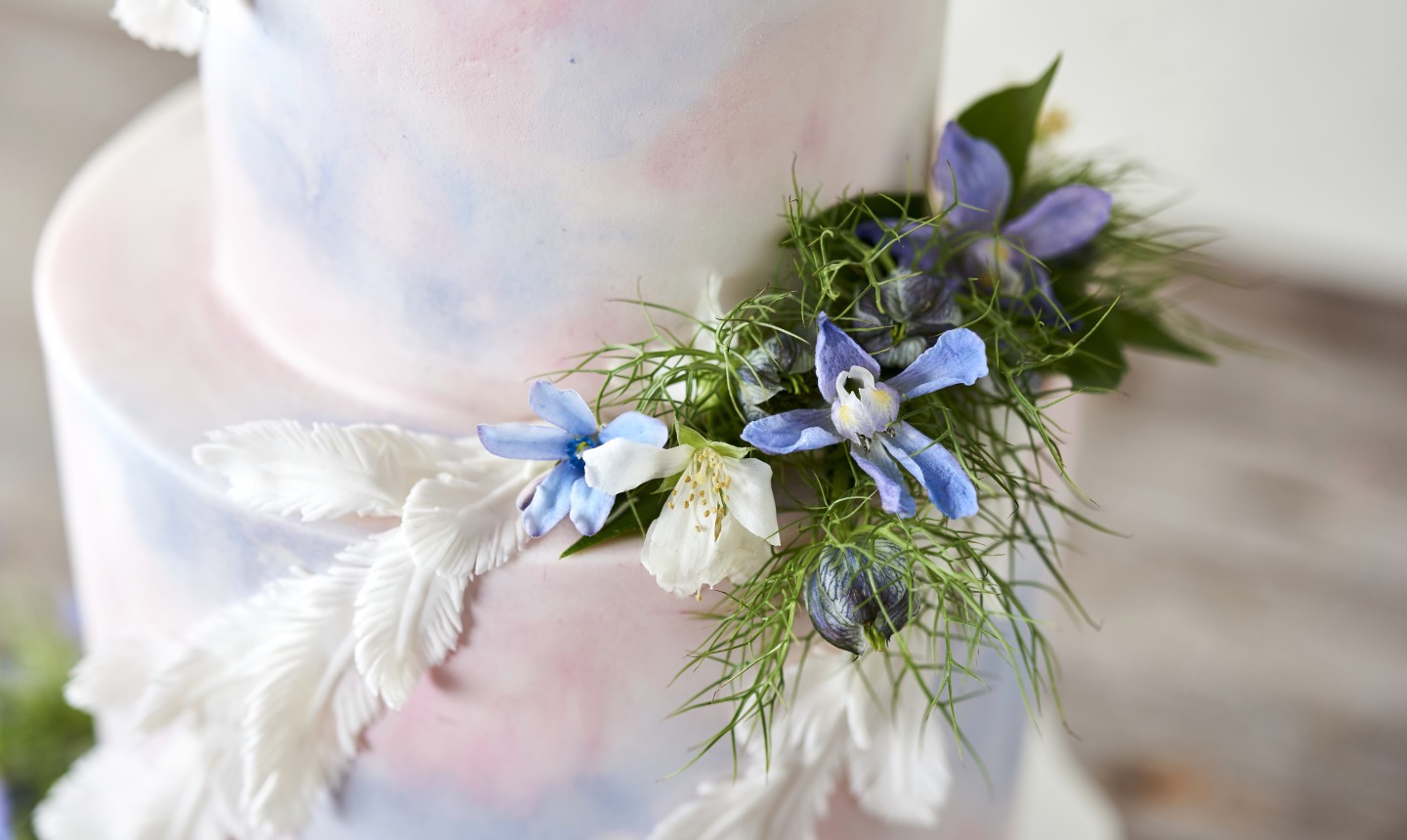 cake with fresh flowers