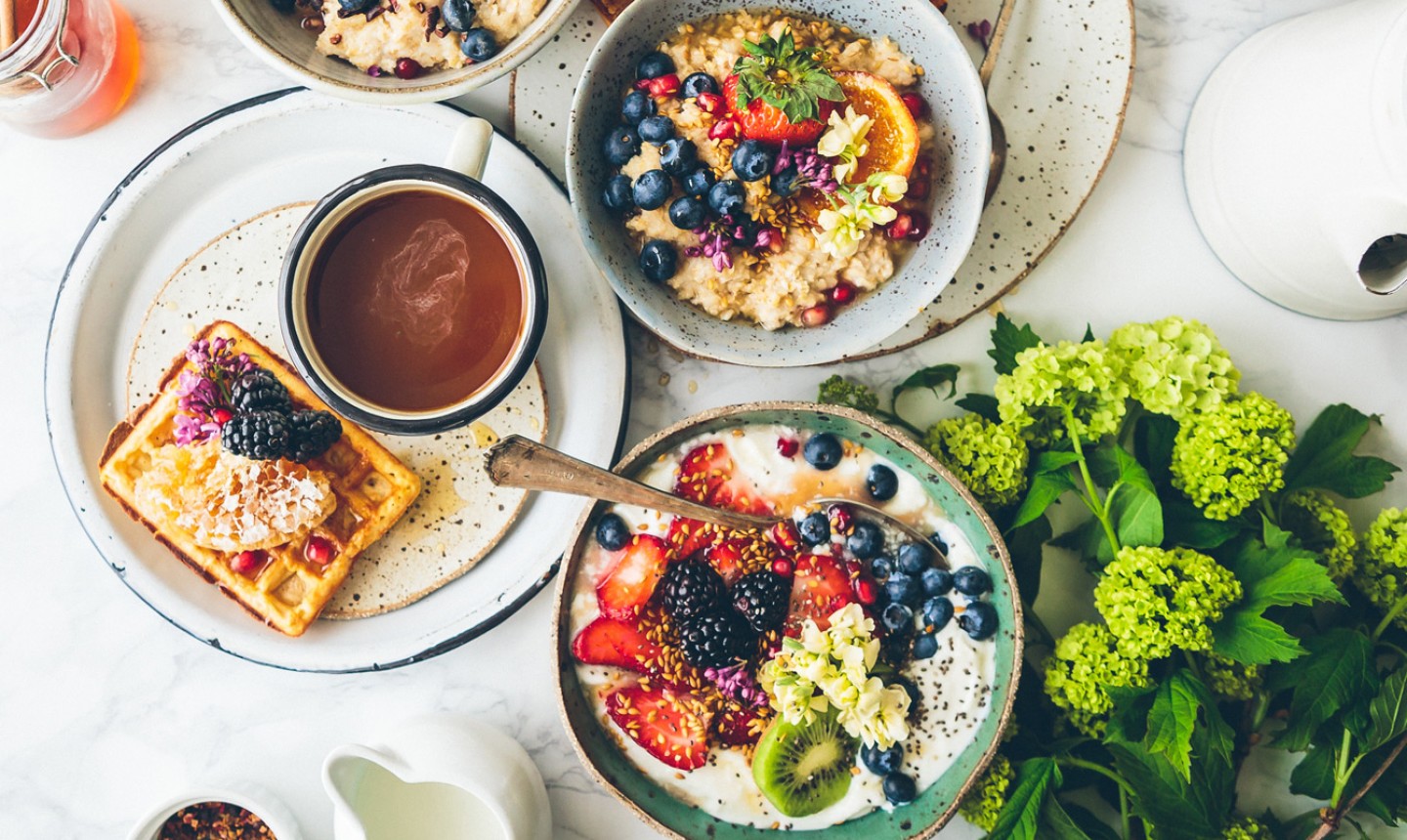 top view of brunch food