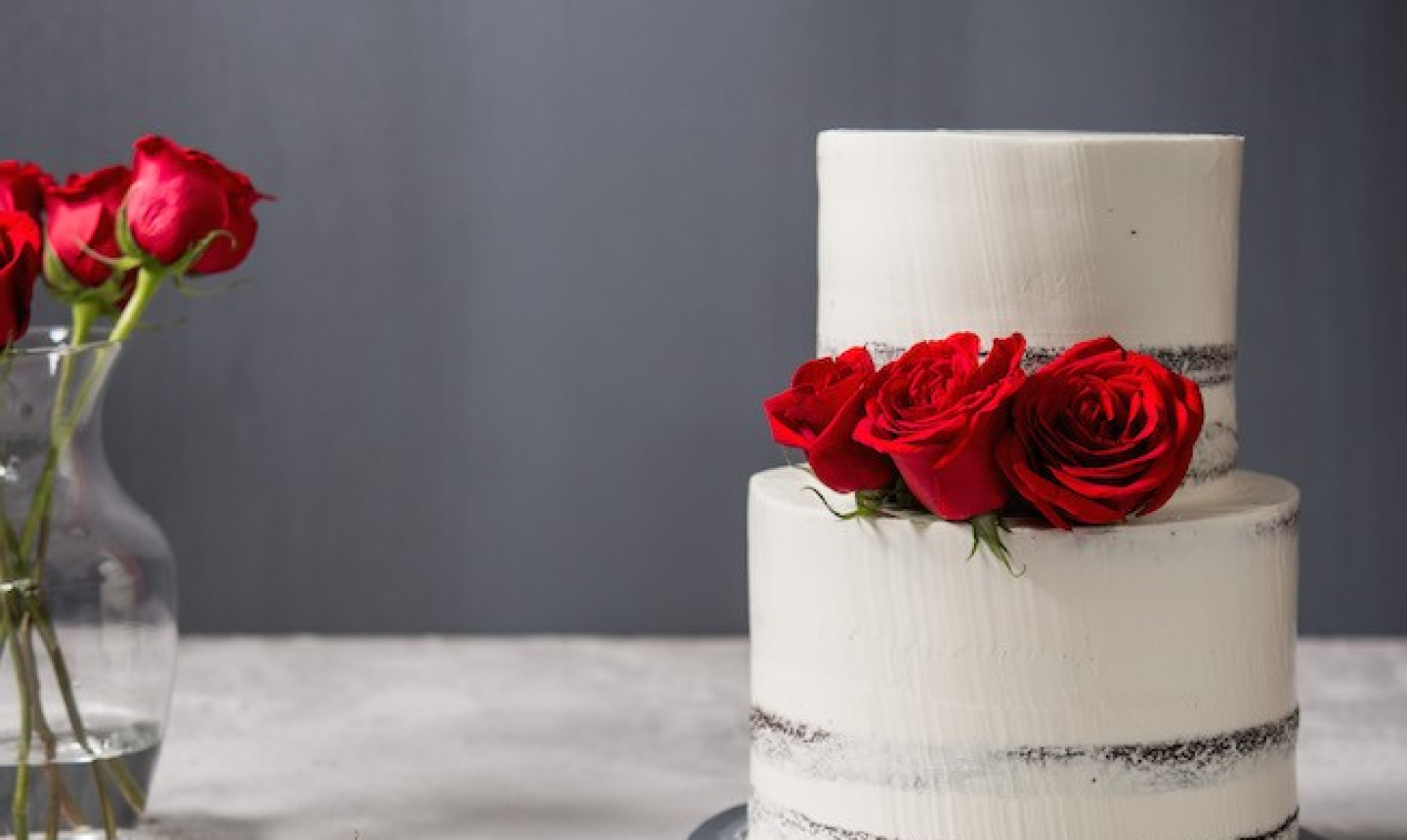 cake with fresh flowers