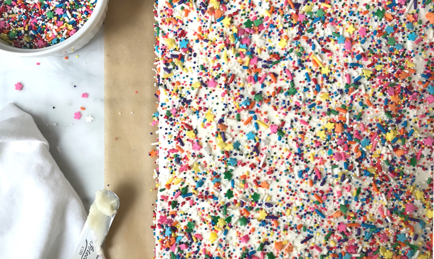 sheet cake with sprinkles
