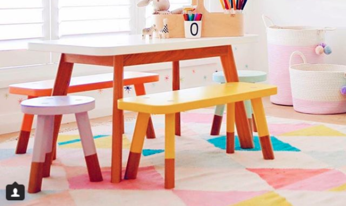 colorful kids crafting station