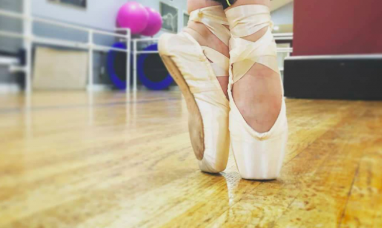 on pointe ballet slippers