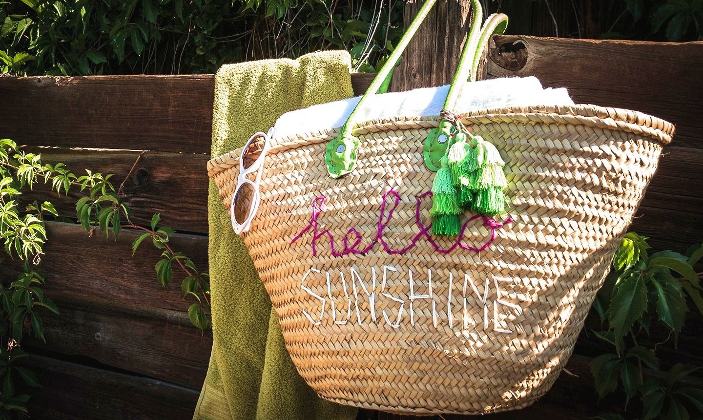 Embroidered beach tote on sale