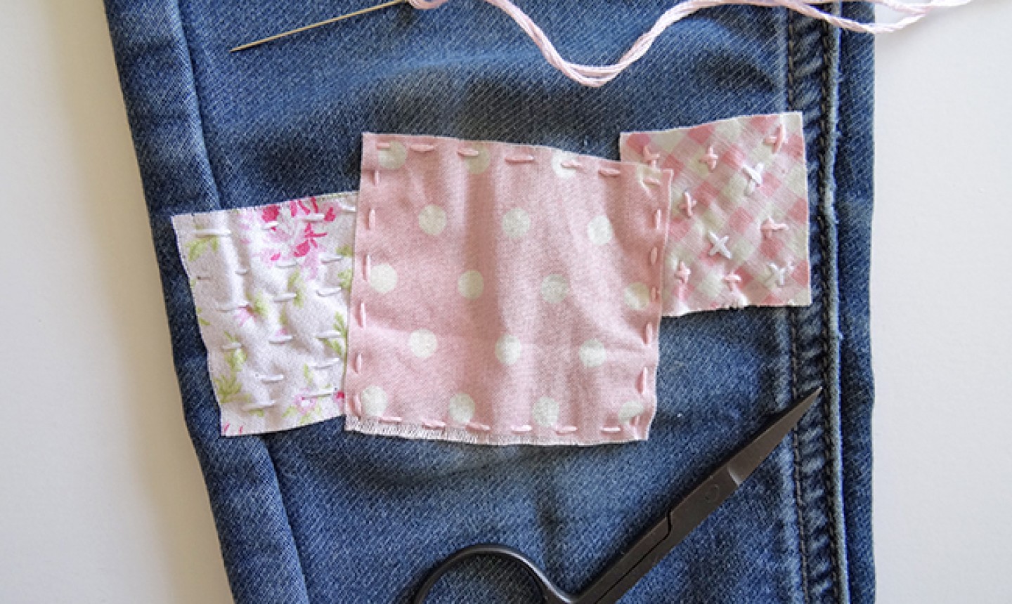 How to use up Fabric Scraps to Sew Patches for your Jeans (or other  clothing) 