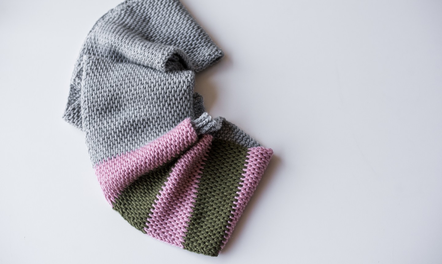 color block tunisian crochet scarf