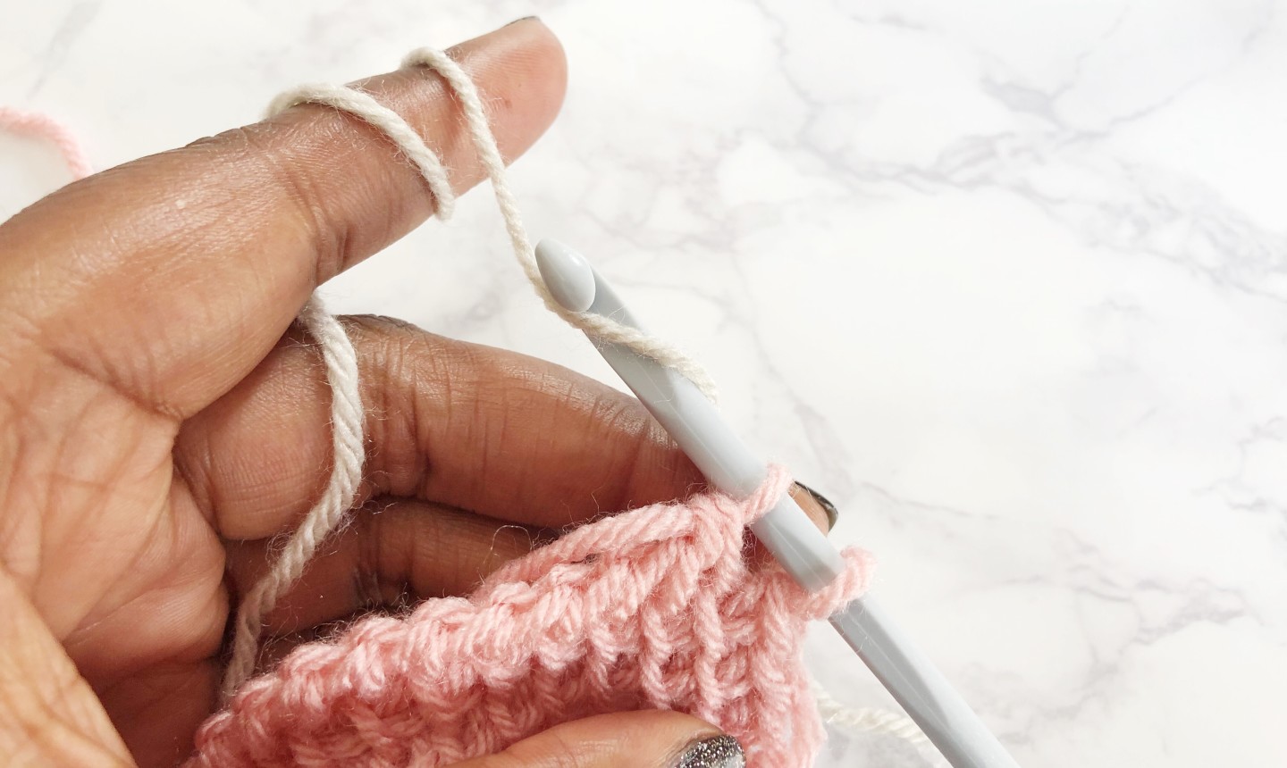 joining white with tunisian crochet