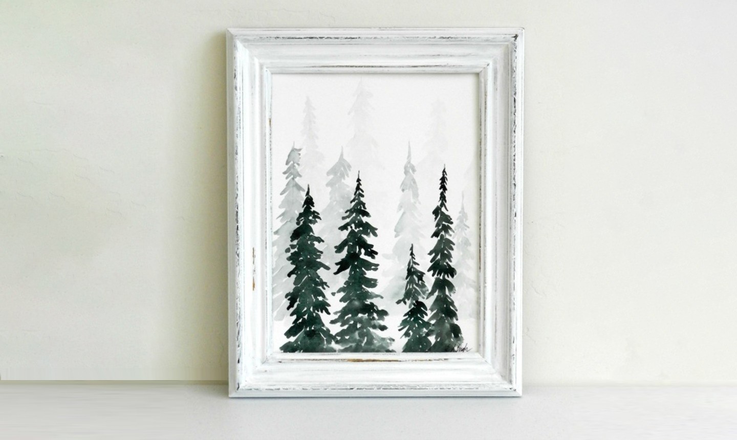 evergreen trees painting