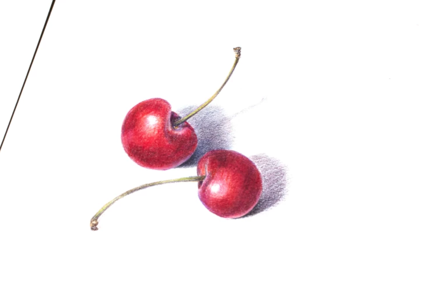 colored pencil cherries