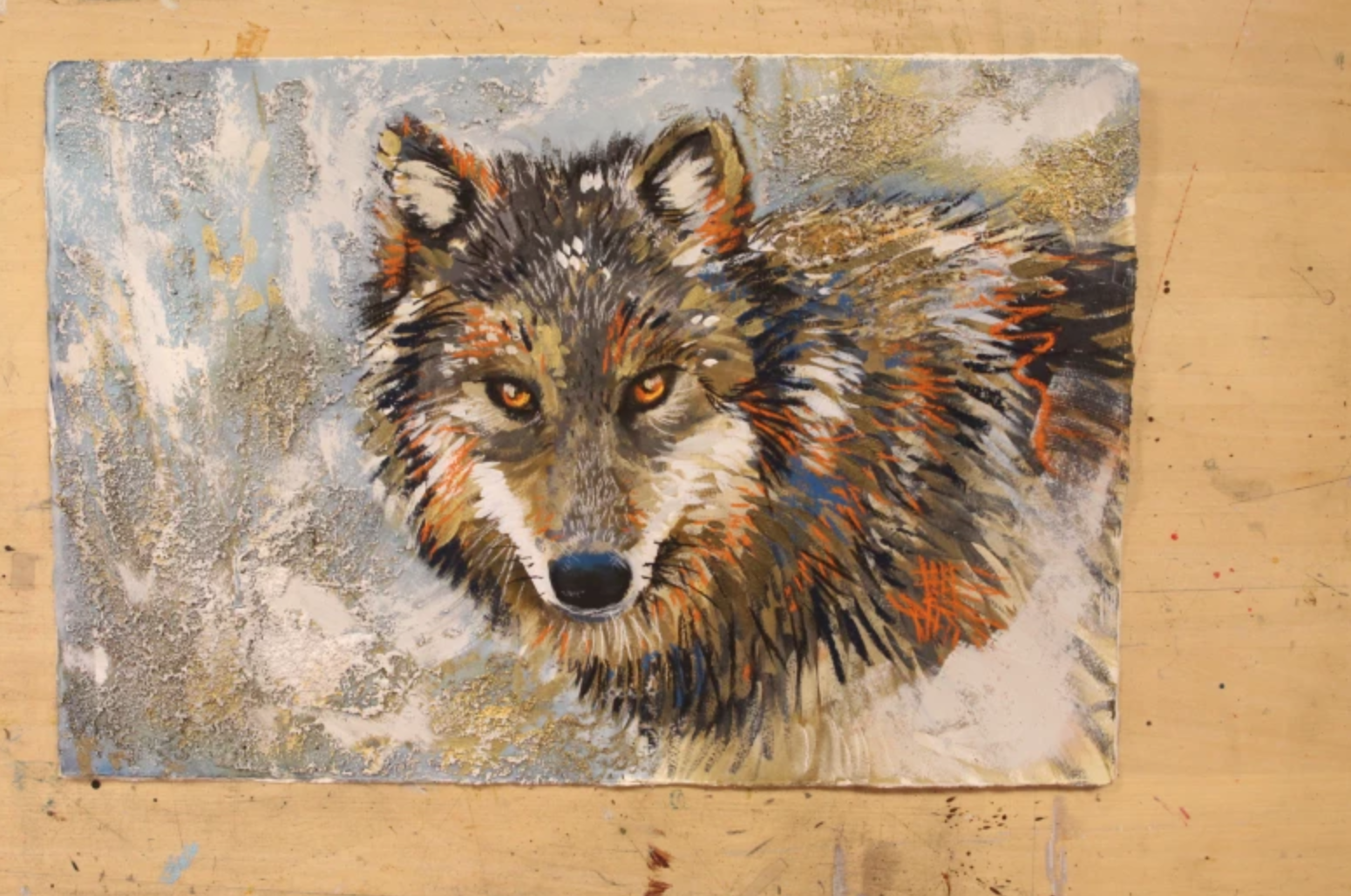 mixed media wolf