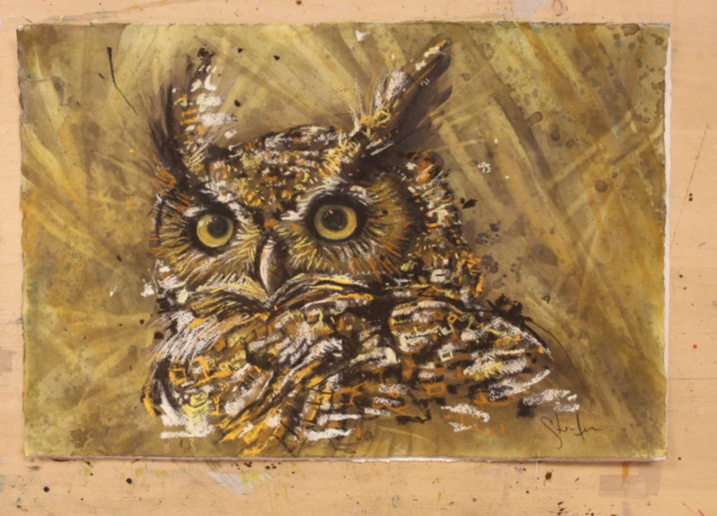 mixed media owl