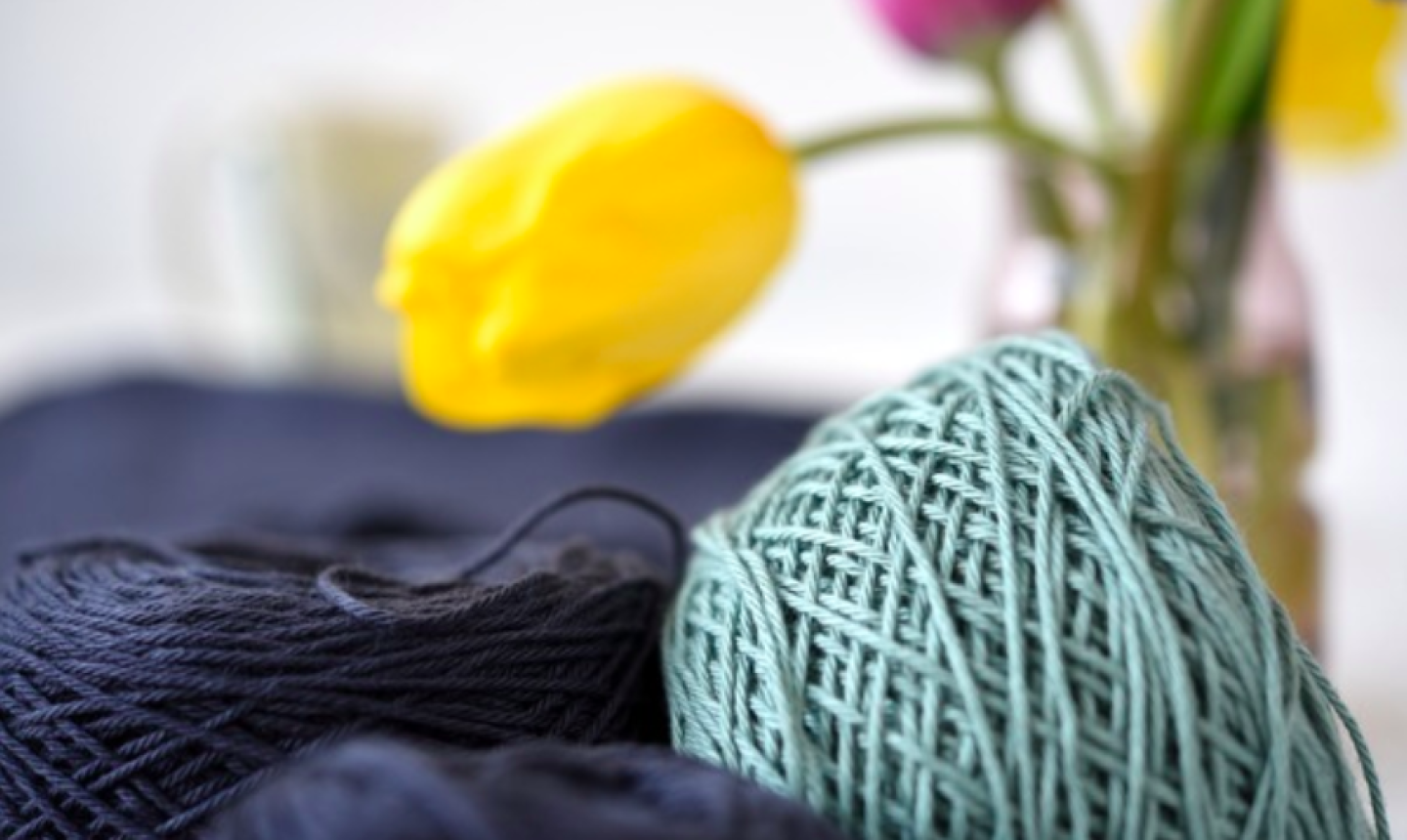 yarn balls with flowers