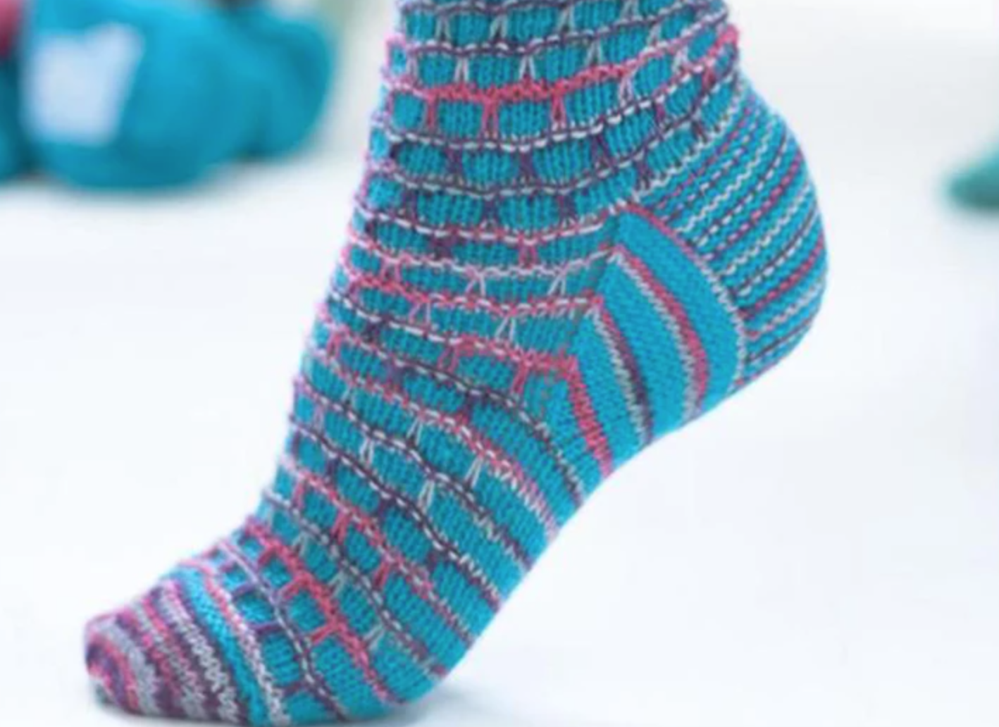 blue and purple knit socks