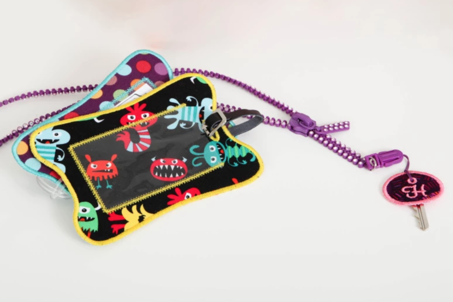 embroidered luggage tag