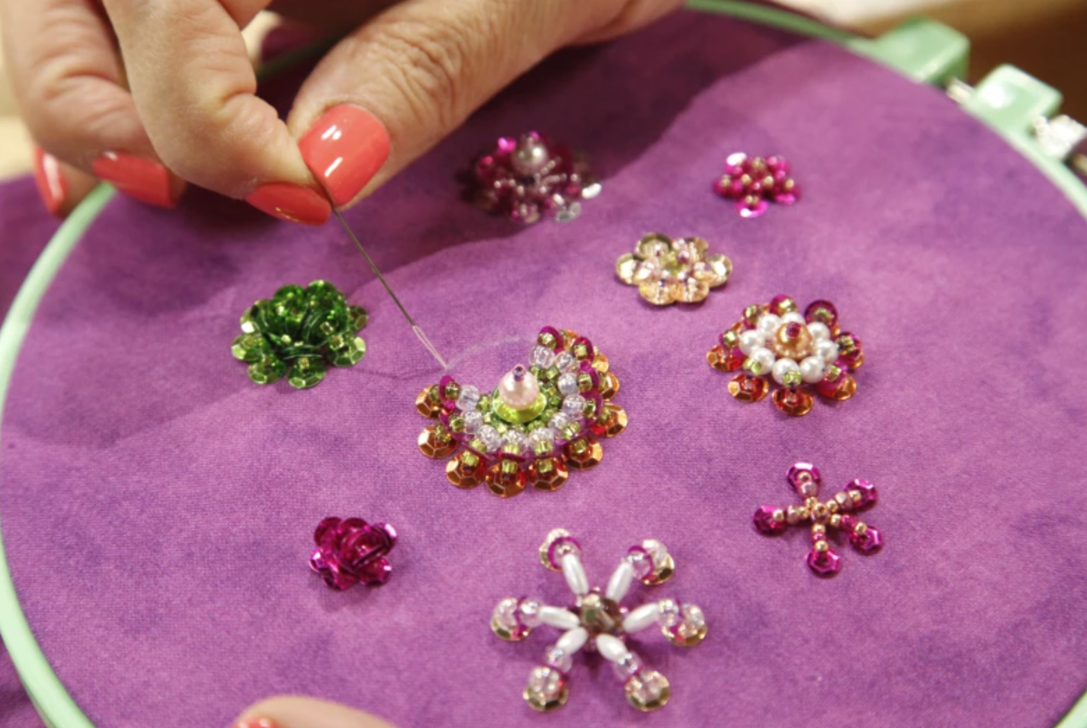 FIVE amazing stitches using beads for hand embroidery - add