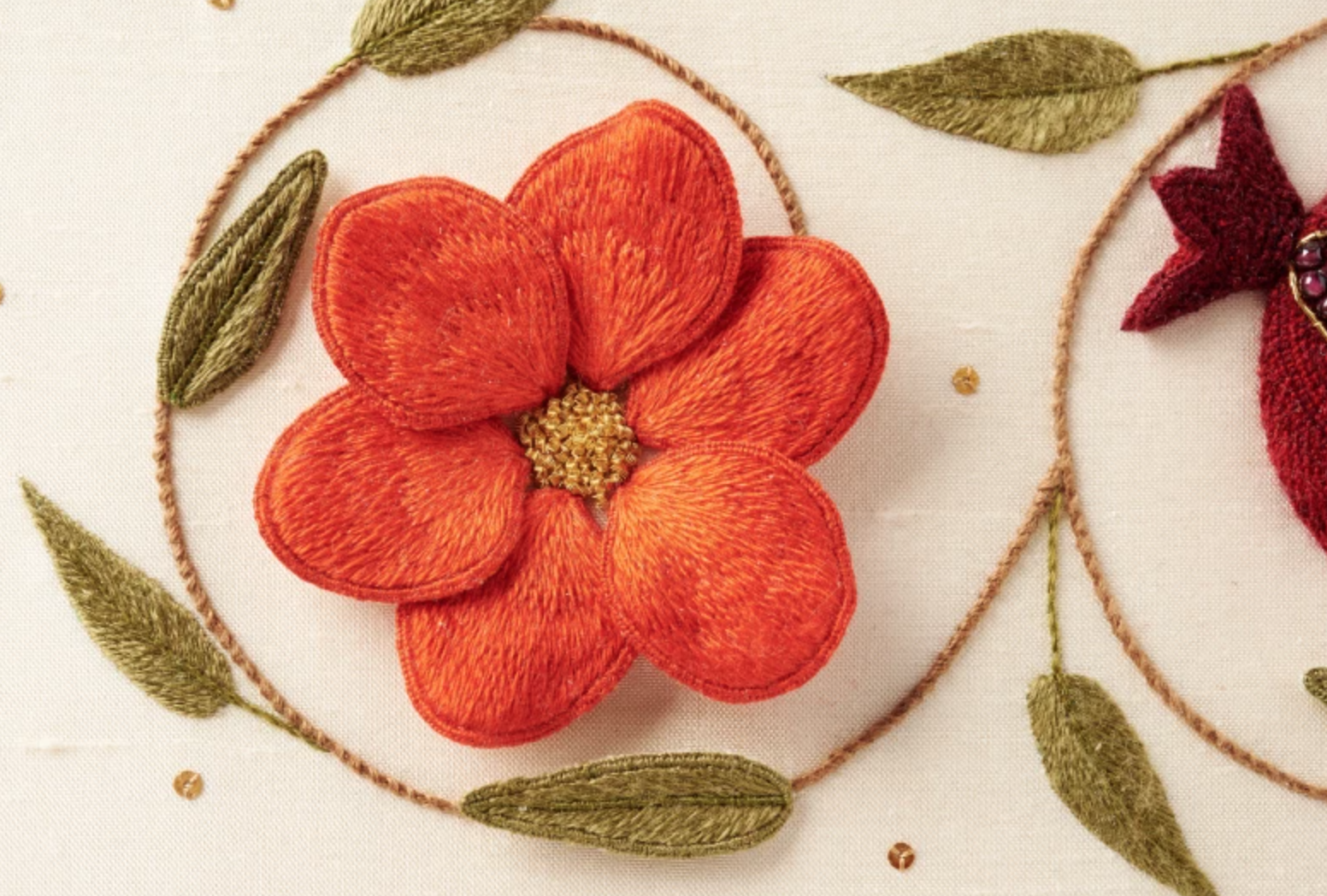 stumpwork embroidery flower