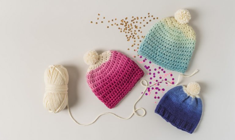 three crochet hats
