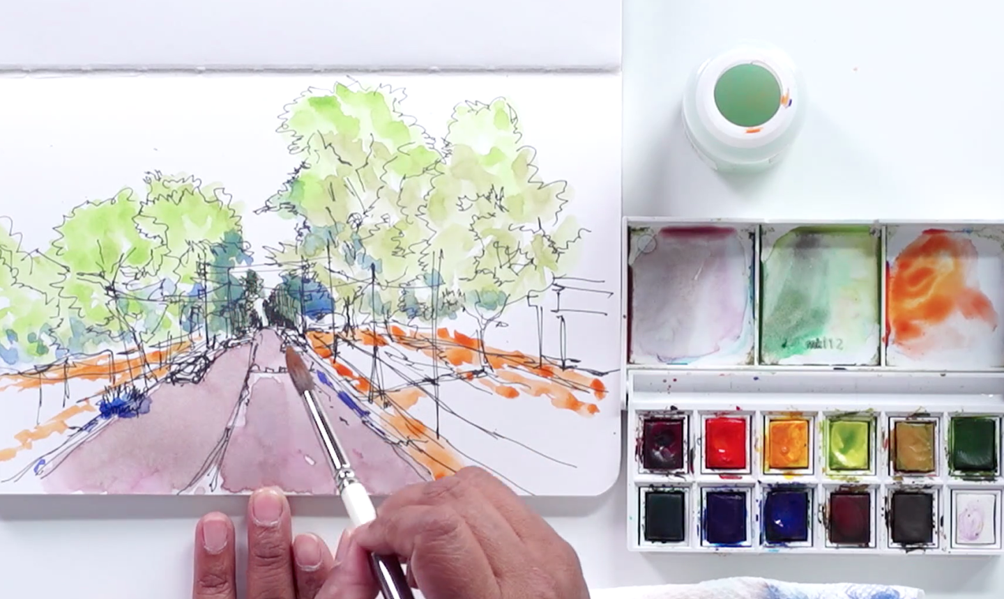 URBAN SKETCHING Step By Step Watercolor Sketching Tutorial with Voice Over  Tips and Scene Analysis  YouTube