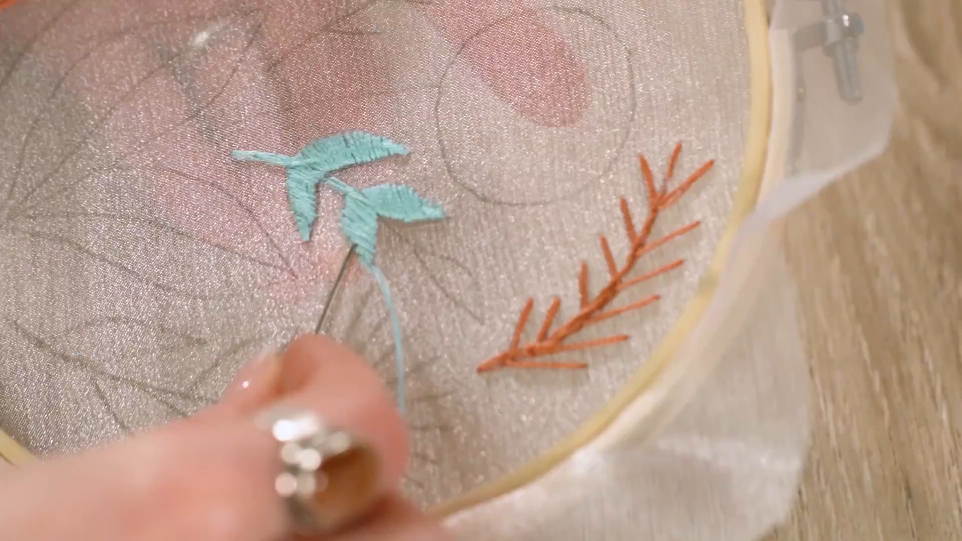 Sheer Fabric Hand Embroidery