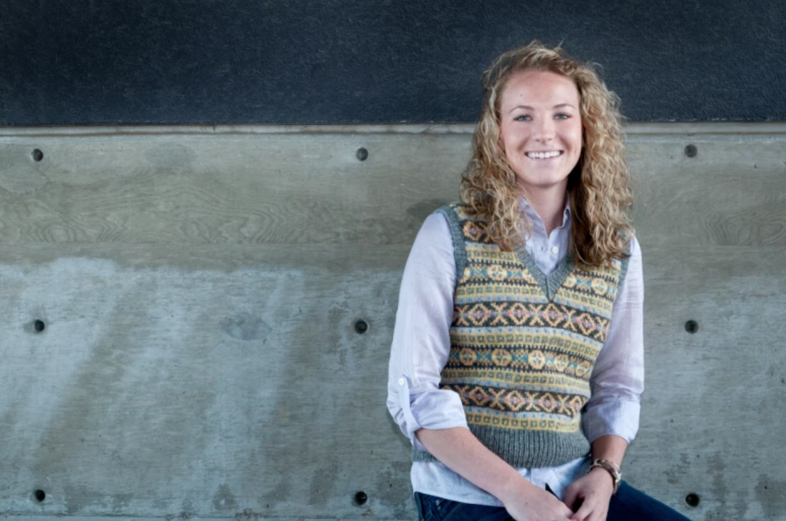 woman wearing fair isle vest