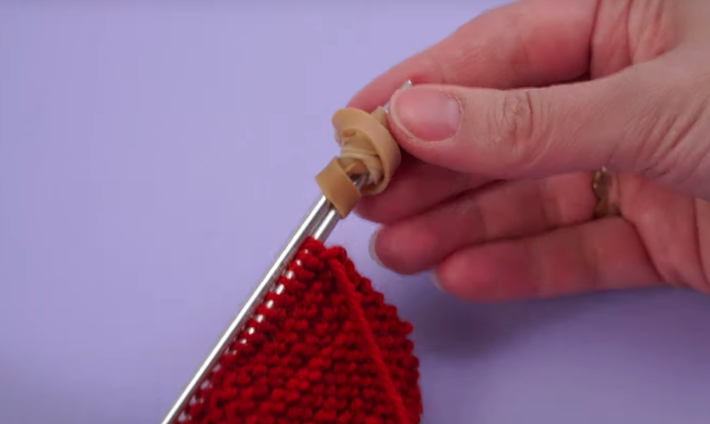 rubber bands on knitting