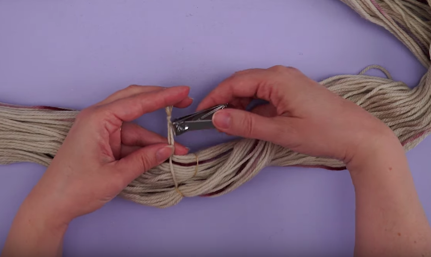 cutting yarn with nail clippers