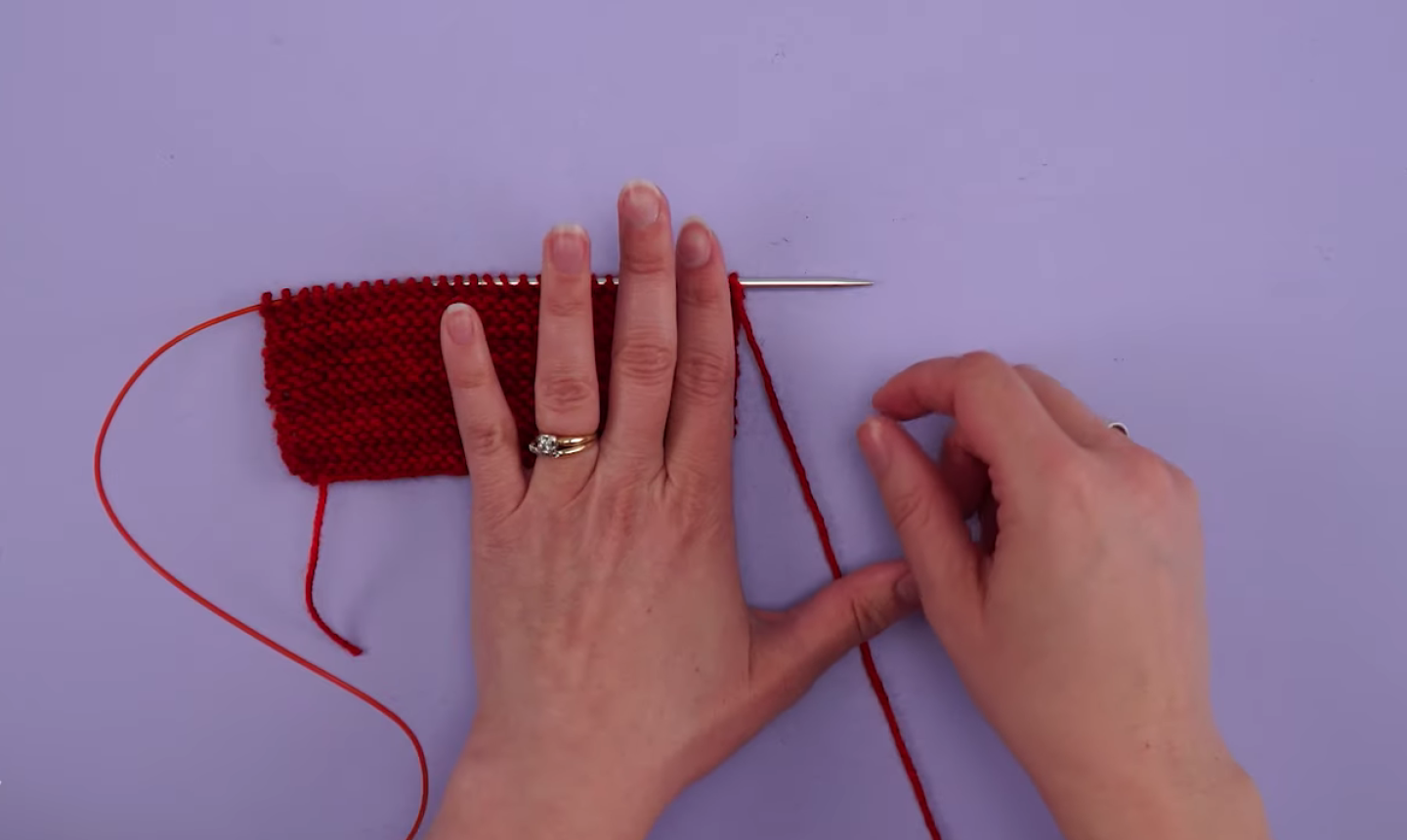 measuring swatch with finger