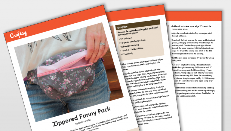 Zippered Fanny Pack Craftsy Titlecard to Pattern