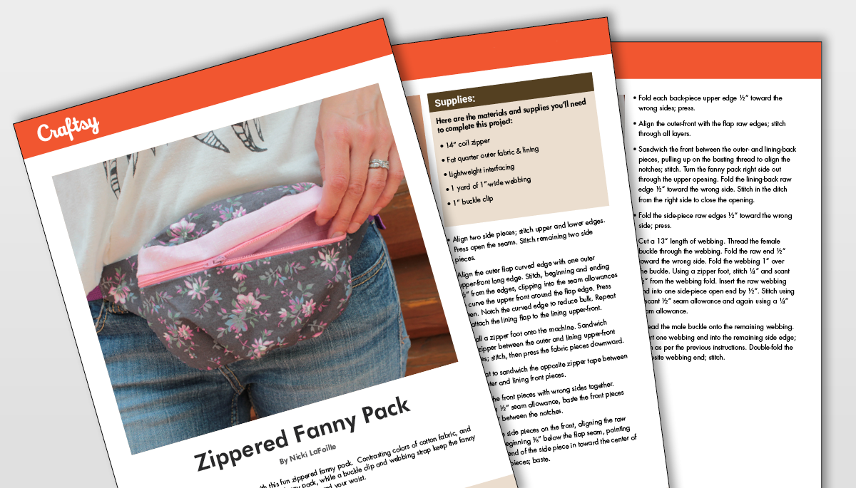 Zippered Fanny Pack Craftsy Titlecard to Pattern