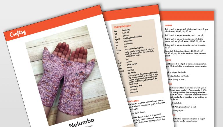 Nelumbo Fingerless Gloves Pattern Titlecard
