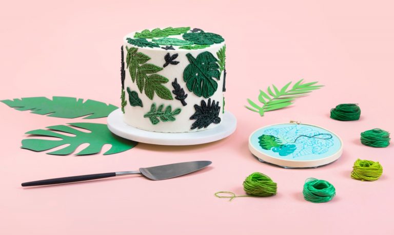 embroidered plant cake