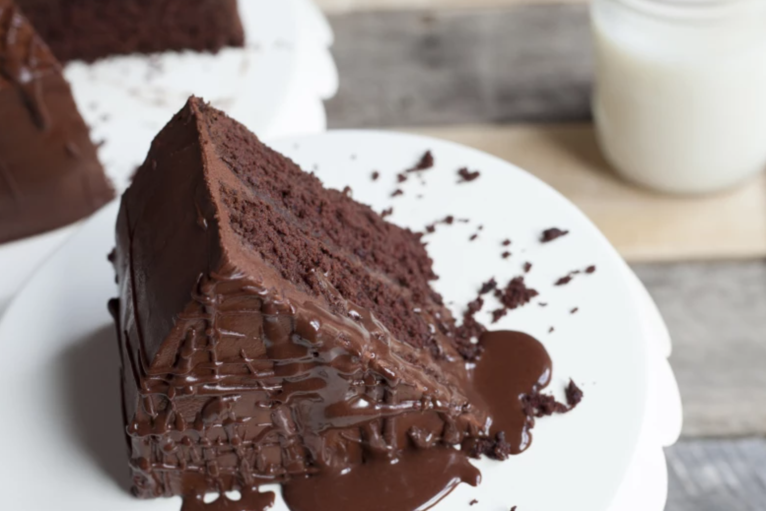 chocolate cake slice on a plate