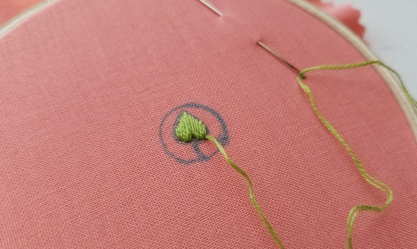 embroidering leaf pendant