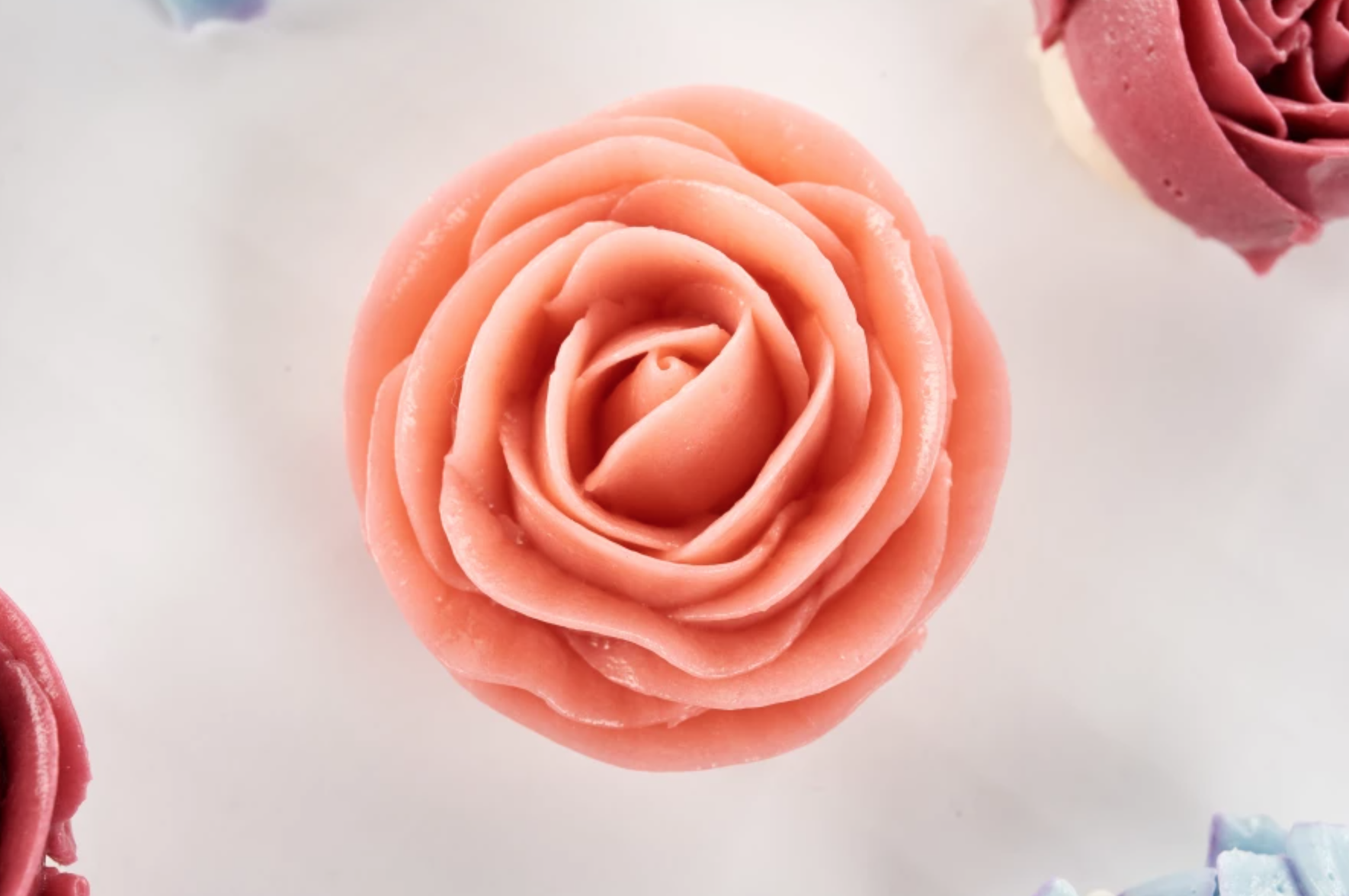 top view piped buttercream rose