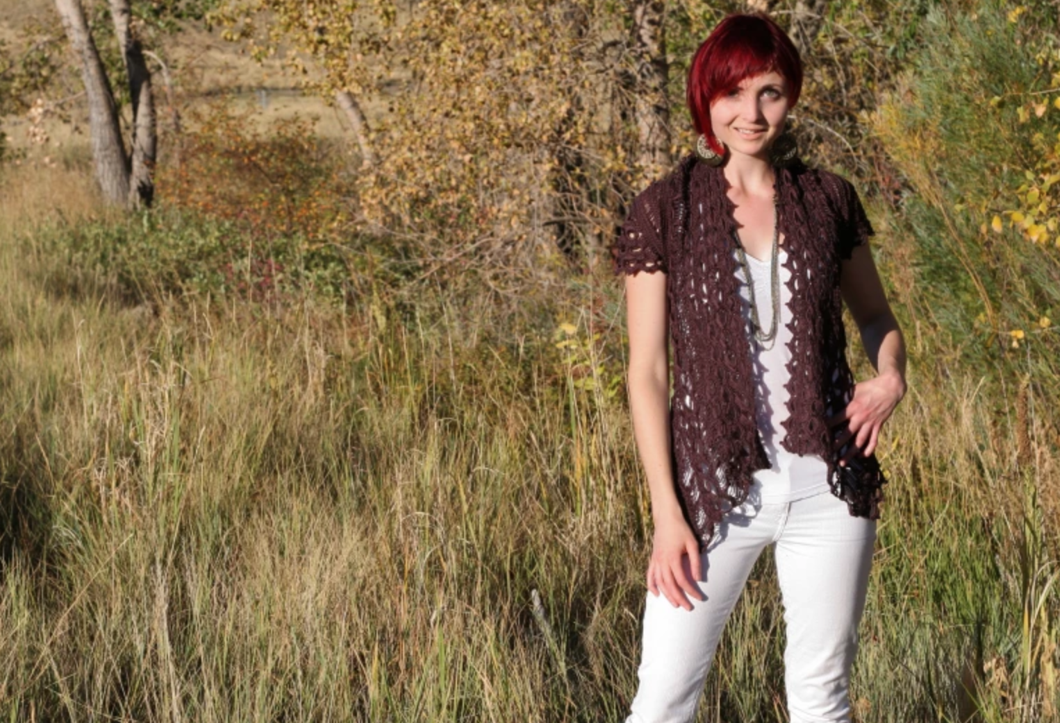 woman wearing Broomstick Lace Rebel Cardigan