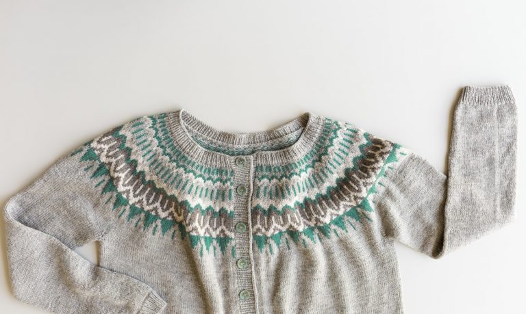 knit sweater with colorwork yoke