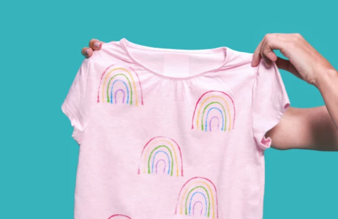 rainbow stamped t-shirt