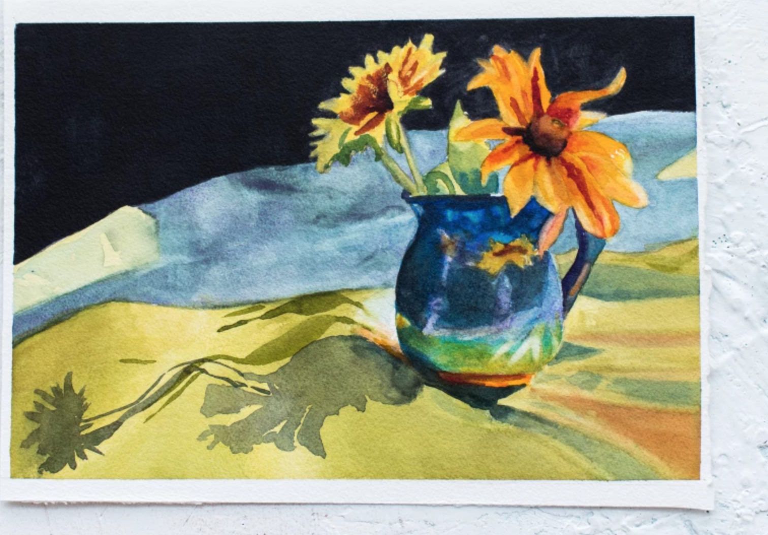 painting of flowers in pitcher