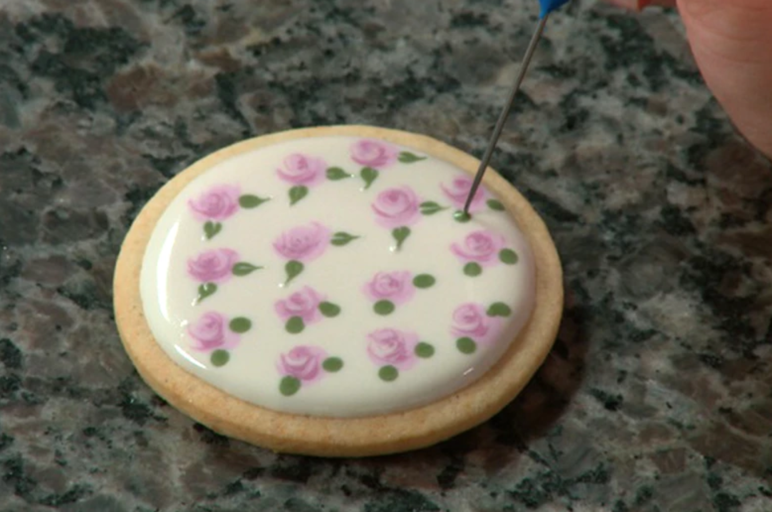 painted rose sugar cookie