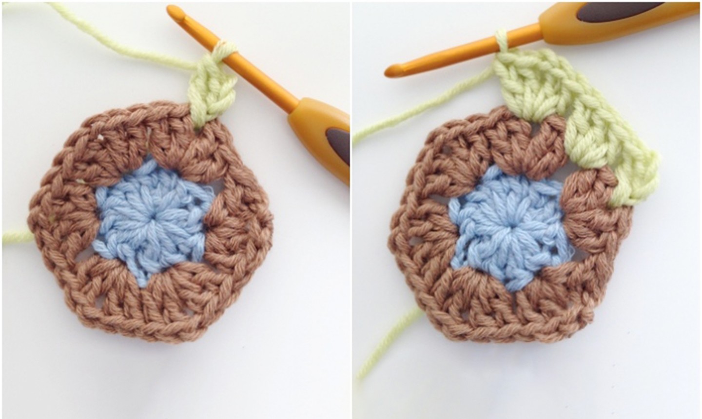 crochet granny square hexagon round 3